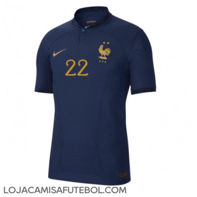 Camisa de Futebol França Theo Hernandez #22 Equipamento Principal Mundo 2022 Manga Curta
